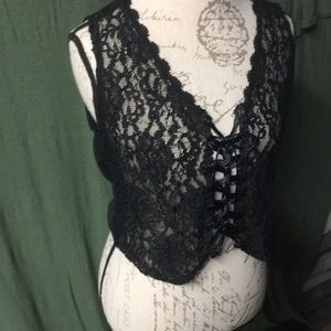 Contempo casuals black lace up vest